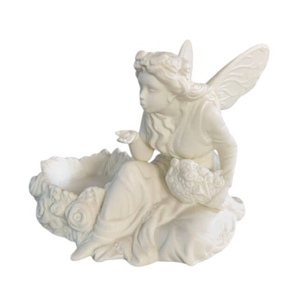 Vintage PartyLite Ariana's Garden Fairy Porcelain Candle Holder Set Bisque - Picture 3 of 16